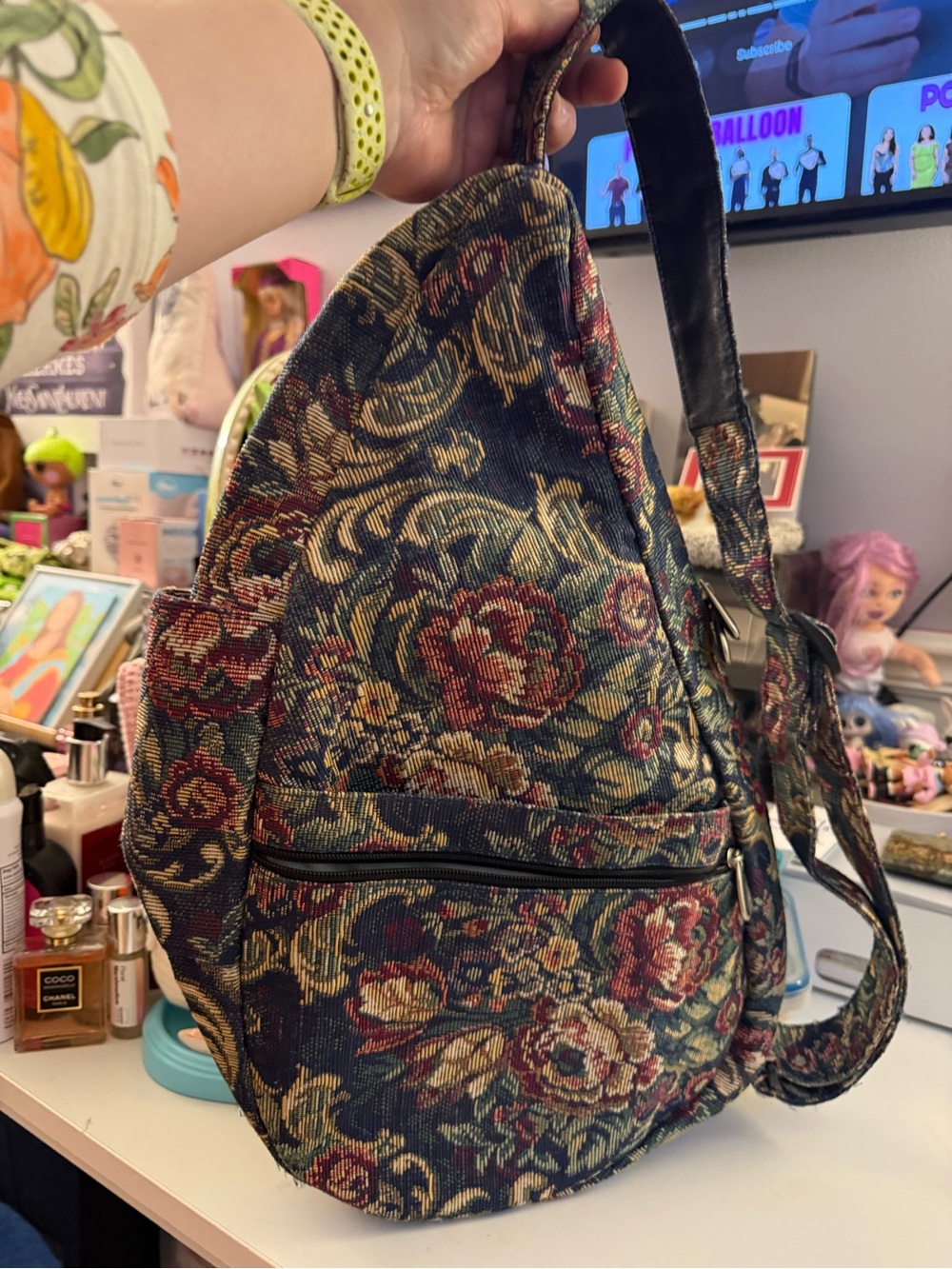 Vintage 90’s AmeriBag Kingston USA Floral Tapestry Healthy Back Bag